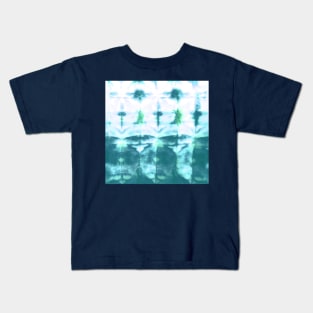 Teal Shibori Stripes Kids T-Shirt